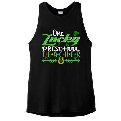 One Lucky Preschool Teacher St Patrick's Day For Teacher Funny Gift Ladies PosiCharge Tri-Blend Wicking Tank