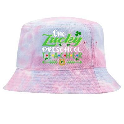 One Lucky Preschool Teacher St Patrick's Day For Teacher Funny Gift Tie-Dyed Bucket Hat