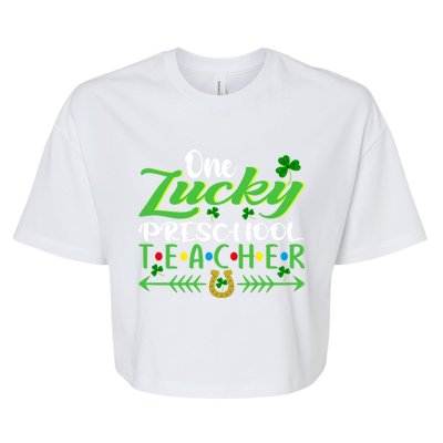 One Lucky Preschool Teacher St Patrick's Day For Teacher Funny Gift Bella+Canvas Jersey Crop Tee