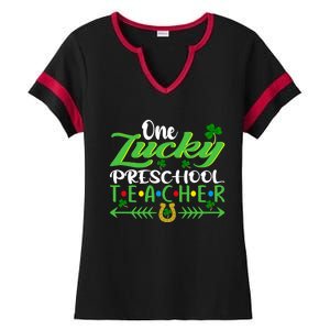 One Lucky Preschool Teacher St Patrick's Day For Teacher Funny Gift Ladies Halftime Notch Neck Tee