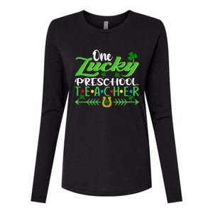 One Lucky Preschool Teacher St Patrick's Day For Teacher Funny Gift Womens Cotton Relaxed Long Sleeve T-Shirt