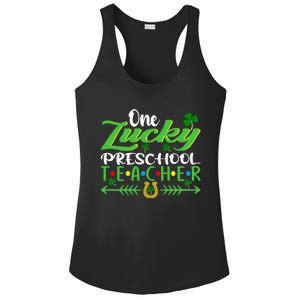 One Lucky Preschool Teacher St Patrick's Day For Teacher Funny Gift Ladies PosiCharge Competitor Racerback Tank