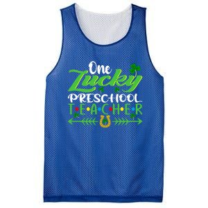 One Lucky Preschool Teacher St Patrick's Day For Teacher Funny Gift Mesh Reversible Basketball Jersey Tank