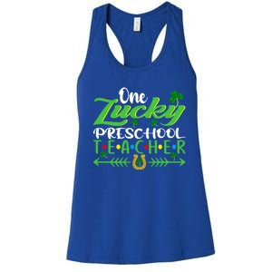 One Lucky Preschool Teacher St Patrick's Day For Teacher Funny Gift Women's Racerback Tank