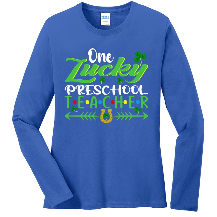 One Lucky Preschool Teacher St Patrick's Day For Teacher Funny Gift Ladies Long Sleeve Shirt