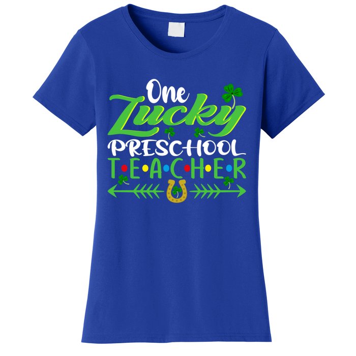 One Lucky Preschool Teacher St Patrick's Day For Teacher Funny Gift Women's T-Shirt