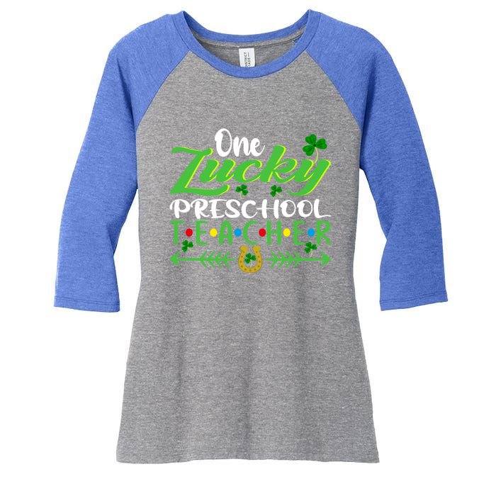 One Lucky Preschool Teacher St Patrick's Day For Teacher Funny Gift Women's Tri-Blend 3/4-Sleeve Raglan Shirt