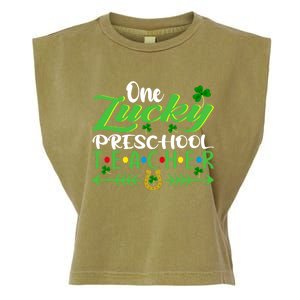 One Lucky Preschool Teacher St Patrick's Day For Teacher Funny Gift Garment-Dyed Women's Muscle Tee