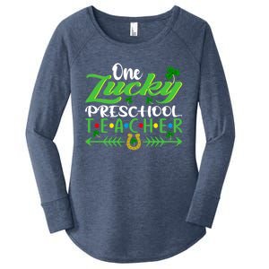 One Lucky Preschool Teacher St Patrick's Day For Teacher Funny Gift Women's Perfect Tri Tunic Long Sleeve Shirt