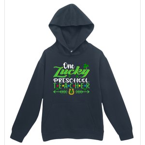 One Lucky Preschool Teacher St Patrick's Day For Teacher Funny Gift Urban Pullover Hoodie