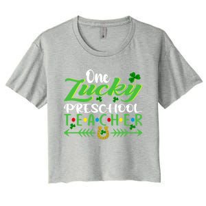 One Lucky Preschool Teacher St Patrick's Day For Teacher Funny Gift Women's Crop Top Tee