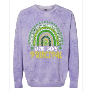 One Lucky Principal School Teacher St Patricks Day Rainbow Colorblast Crewneck Sweatshirt