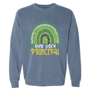 One Lucky Principal School Teacher St Patricks Day Rainbow Garment-Dyed Sweatshirt