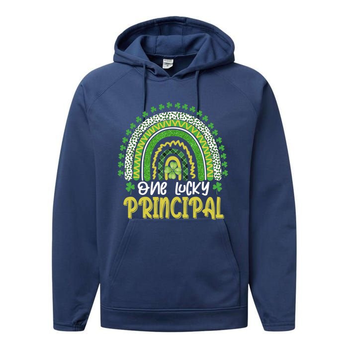 One Lucky Principal School Teacher St Patricks Day Rainbow Performance Fleece Hoodie