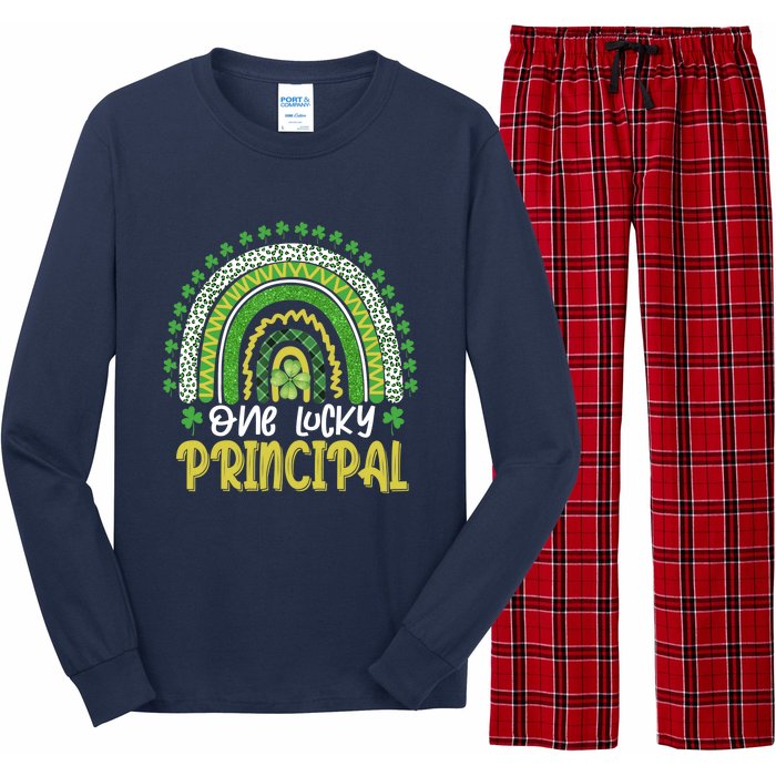 One Lucky Principal School Teacher St Patricks Day Rainbow Long Sleeve Pajama Set