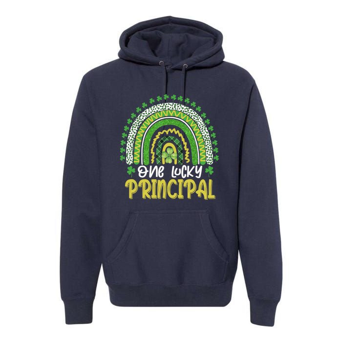 One Lucky Principal School Teacher St Patricks Day Rainbow Premium Hoodie