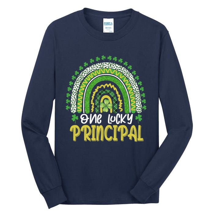 One Lucky Principal School Teacher St Patricks Day Rainbow Tall Long Sleeve T-Shirt