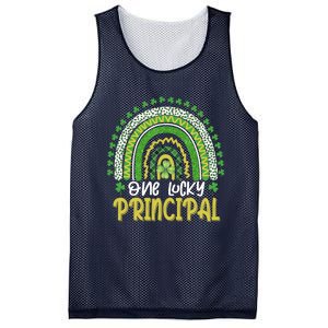 One Lucky Principal School Teacher St Patricks Day Rainbow Mesh Reversible Basketball Jersey Tank