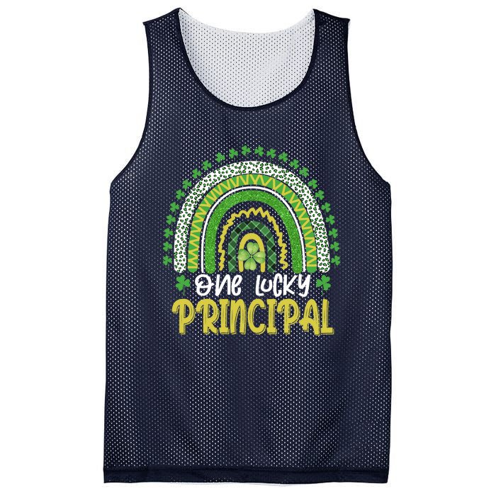 One Lucky Principal School Teacher St Patricks Day Rainbow Mesh Reversible Basketball Jersey Tank