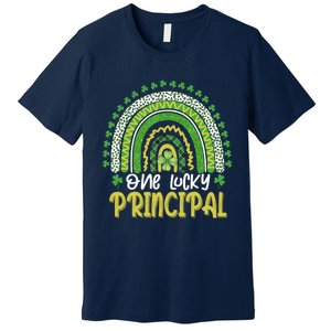 One Lucky Principal School Teacher St Patricks Day Rainbow Premium T-Shirt