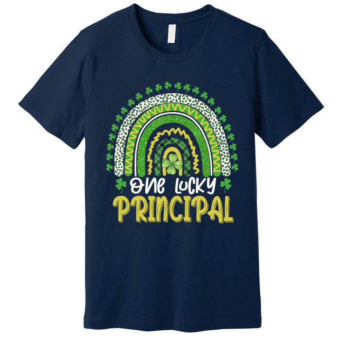 One Lucky Principal School Teacher St Patricks Day Rainbow Premium T-Shirt