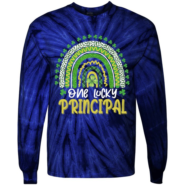 One Lucky Principal School Teacher St Patricks Day Rainbow Tie-Dye Long Sleeve Shirt