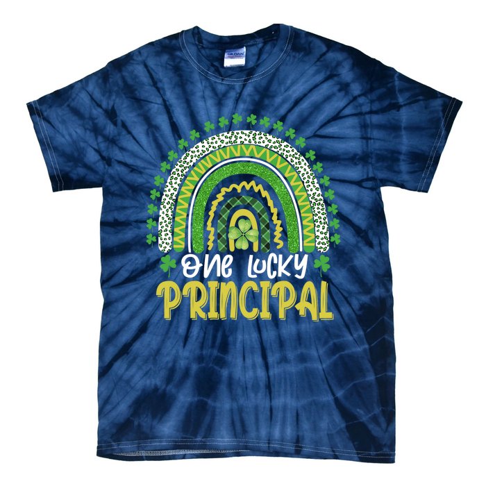 One Lucky Principal School Teacher St Patricks Day Rainbow Tie-Dye T-Shirt