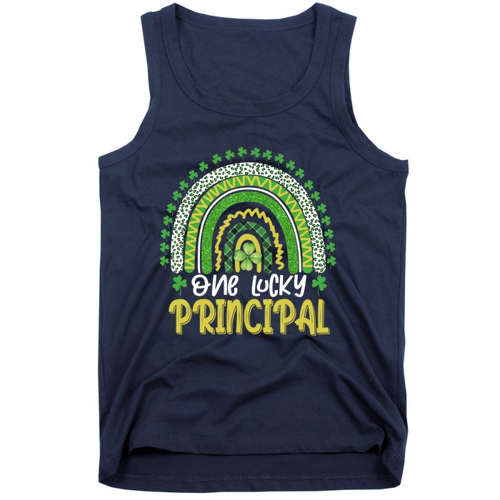 One Lucky Principal School Teacher St Patricks Day Rainbow Tank Top