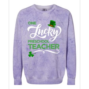 One Lucky Preschool Teacher St Patrick's Day Irish Teacher Meaningful Gift Colorblast Crewneck Sweatshirt