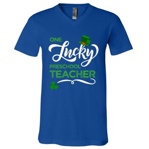 One Lucky Preschool Teacher St Patrick's Day Irish Teacher Meaningful Gift V-Neck T-Shirt