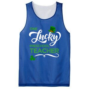 One Lucky Preschool Teacher St Patrick's Day Irish Teacher Meaningful Gift Mesh Reversible Basketball Jersey Tank