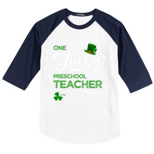 One Lucky Preschool Teacher St Patrick's Day Irish Teacher Meaningful Gift Baseball Sleeve Shirt