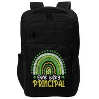 One Lucky Principal School Teacher St Patricks Day Rainbow Impact Tech Backpack