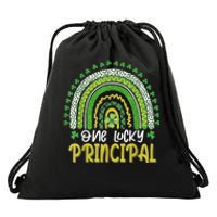 One Lucky Principal School Teacher St Patricks Day Rainbow Drawstring Bag