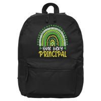 One Lucky Principal School Teacher St Patricks Day Rainbow 16 in Basic Backpack