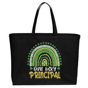 One Lucky Principal School Teacher St Patricks Day Rainbow Cotton Canvas Jumbo Tote