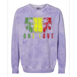 One Love Palm Tree Reggae Music Rasta Colorblast Crewneck Sweatshirt