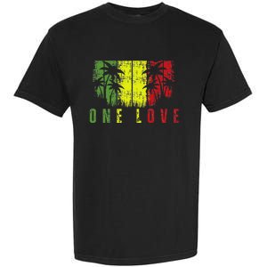 One Love Palm Tree Reggae Music Rasta Garment-Dyed Heavyweight T-Shirt