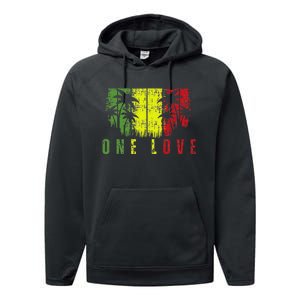 One Love Palm Tree Reggae Music Rasta Performance Fleece Hoodie