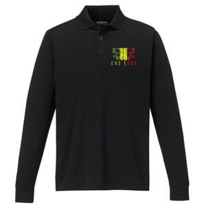 One Love Palm Tree Reggae Music Rasta Performance Long Sleeve Polo