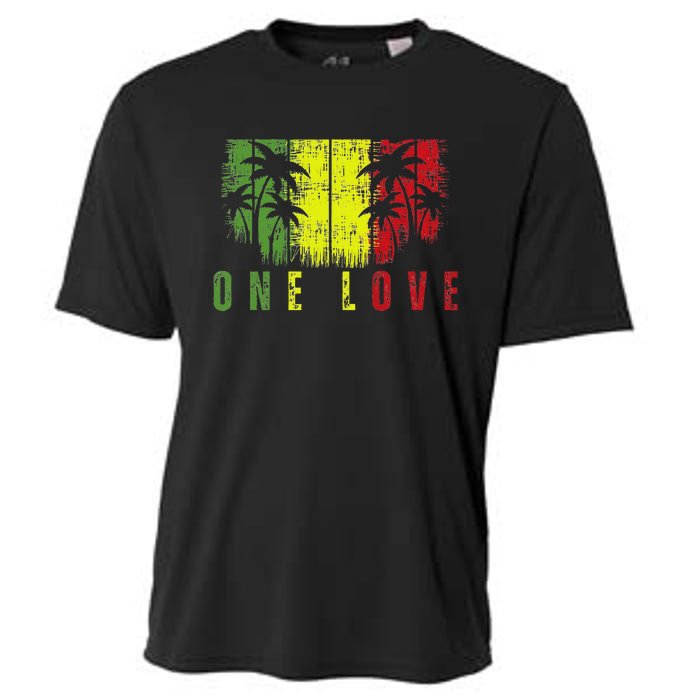 One Love Palm Tree Reggae Music Rasta Cooling Performance Crew T-Shirt