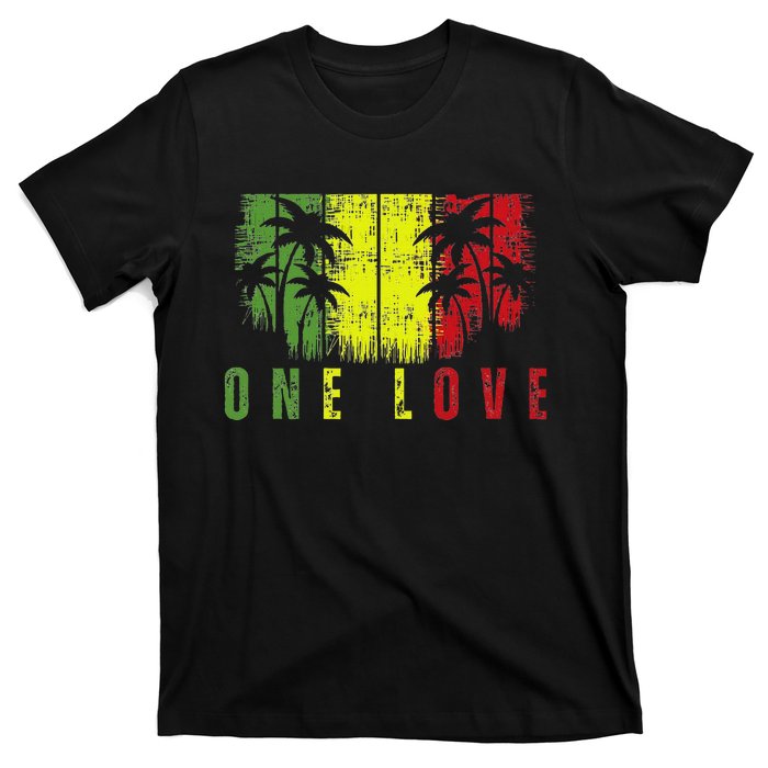 One Love Palm Tree Reggae Music Rasta T-Shirt