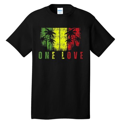 One Love Palm Tree Reggae Music Rasta Tall T-Shirt