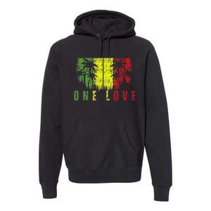 One Love Palm Tree Reggae Music Rasta Premium Hoodie