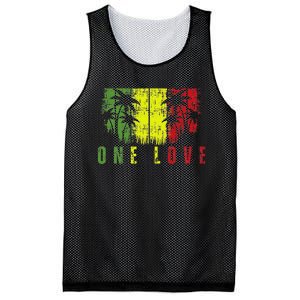 One Love Palm Tree Reggae Music Rasta Mesh Reversible Basketball Jersey Tank