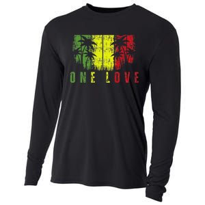 One Love Palm Tree Reggae Music Rasta Cooling Performance Long Sleeve Crew