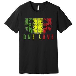 One Love Palm Tree Reggae Music Rasta Premium T-Shirt