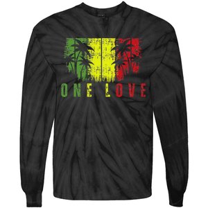 One Love Palm Tree Reggae Music Rasta Tie-Dye Long Sleeve Shirt