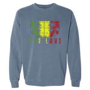 One Love Palm Tree Reggae Music Rasta Garment-Dyed Sweatshirt