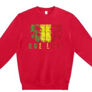 One Love Palm Tree Reggae Music Rasta Premium Crewneck Sweatshirt